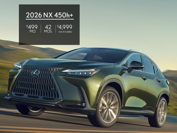 Square crop of the 2026 Lexus NX 450h+ lease creative, sized for a smaller placement.
